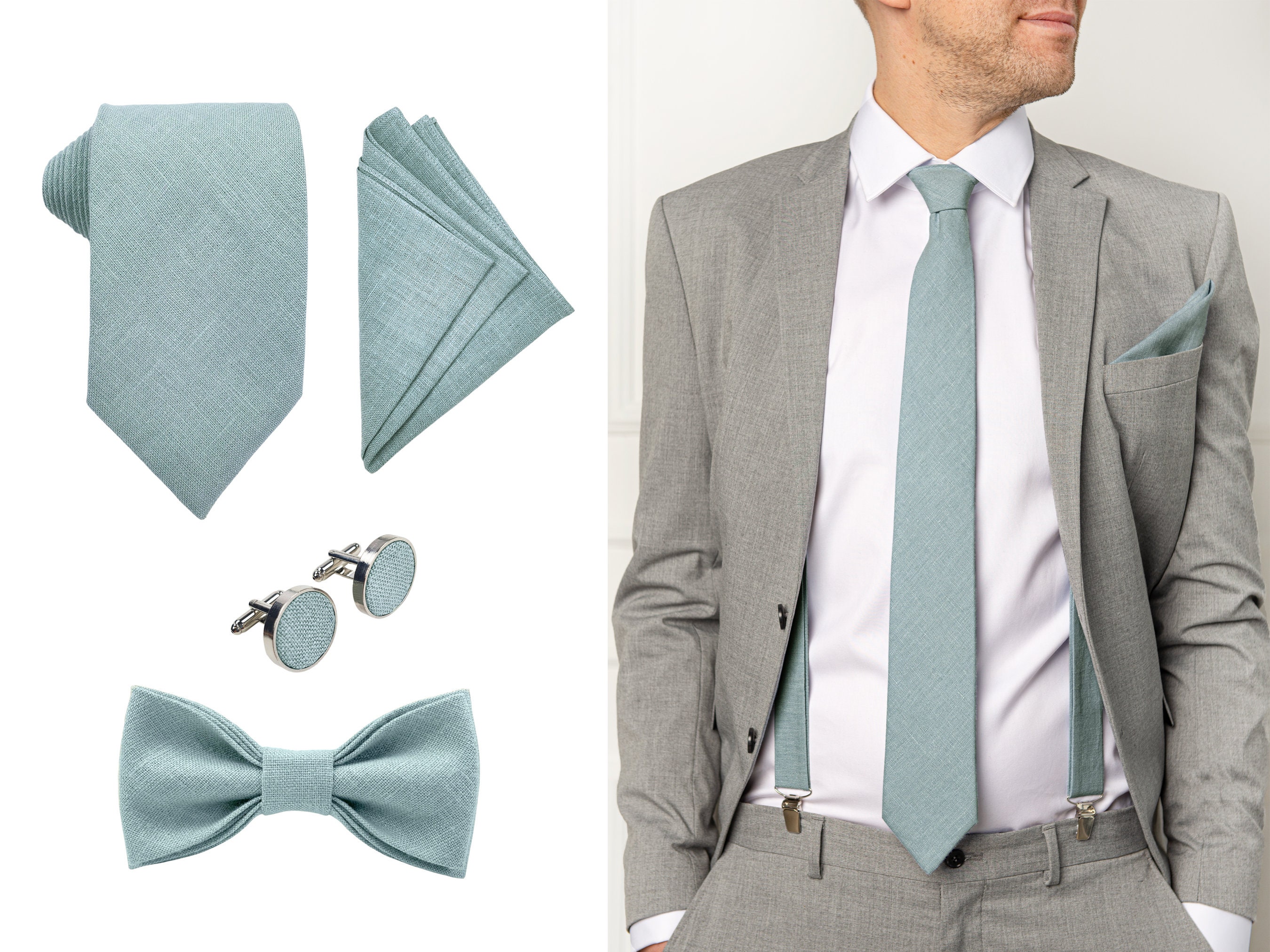 Cravatta Uomo Tutte Misure Verde Mela Acido Possibile Abbinata E Pochette Giacca - Foto 7