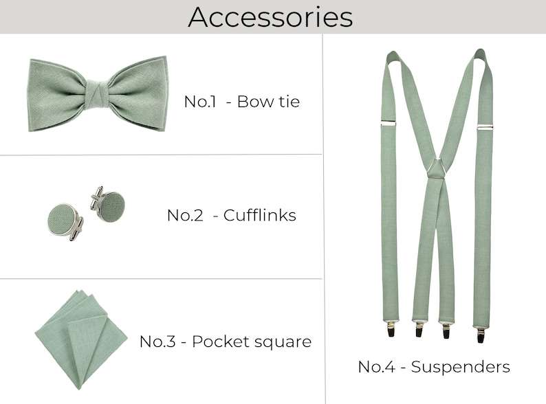 Beige Linen Bow Tie / Sandy Bow Tie / Beige Linen Cufflinks / Beige Suspenders / Beige Pocket Square image 10