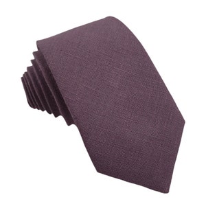 Eggplant Skinny Tie / Eggplant Linen Skinny Tie / Eggplant Wedding Necktie / Eggplant Linen Cufflinks / Eggplant Linen Suspenders