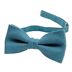 Cadet Blue Bow Tie For Wedding / Weeding Bow Ties For Groomsmen - Gift For Groomsmen / Linen Cufflinks / Suspenders For Him