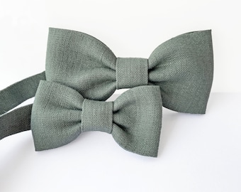 Sage Green Bow Tie for Daddy and Child / Christening Bow Tie Daddy and Child / Sage Green Christening Outfit Boy Toddler Bow Tie