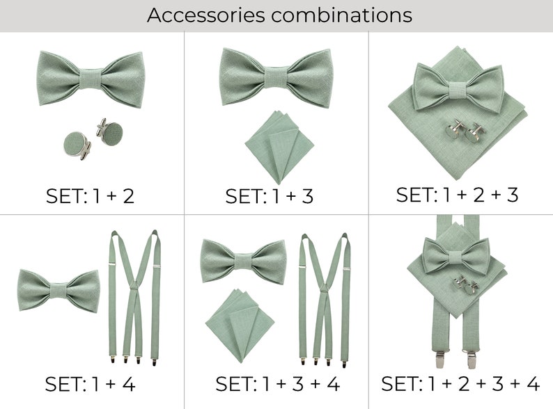 Couleurs personnalisées noeuds papillon / noeud papillon vert / accessoires de mariages / noeud papillon vert sauge image 10