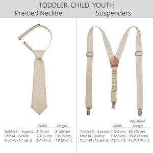 Beige Child Pre-tied Tie, Beige Child Suspenders, Beige Toddler Pre-tied Necktie and Suspenders, Beige Teens Tie and Braces, Beige Adult Tie image 6
