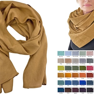 Camel Linen Scarf, Oversized Shawl, Women scarf, Men scarf, Unisex linen scarf, Organic linen shawl, Blanket scarf, Gift for her