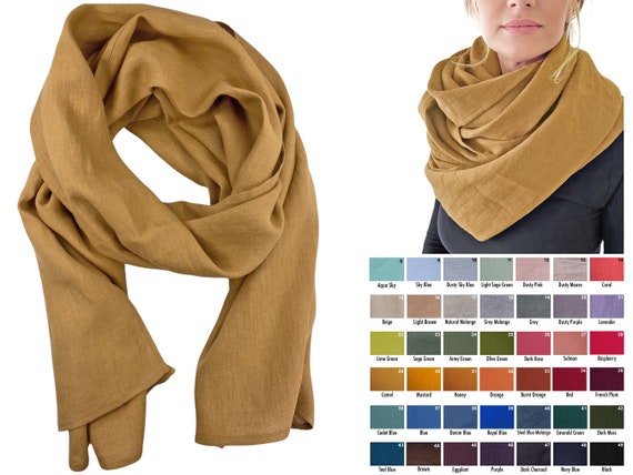 Écharpe en lin camel Châle surdimensionné Foulard femme - Etsy France