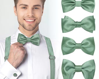 Unique designs Various Styles of Eucalyptus Green Bow ties for all Occasions, Green Latest Bow tie designs, Eucalyptus Wedding Bow Tie Set