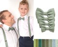 Eucalyptus Green Bow tie, Eucalyptus Green Suspenders, Eucalyptus Green Father and Son Bow tie and Braces, Child Bow tie, Adult Bow tie product logo
