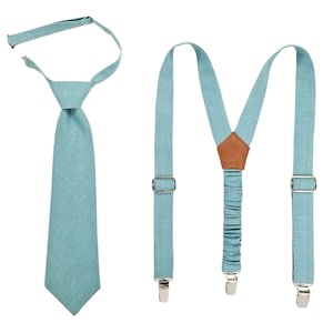 Aqua Sky Pre-tied Tie for Kids, Aqua Sky Suspenders for Kids, Toddler Tie and Suspenders, Child Tie, Teens Tie and Suspenders, Adult Necktie image 1