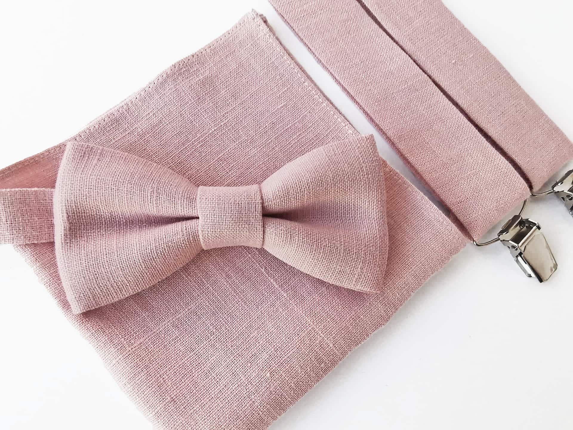 Noeud Papillon en Lin Rose Poudré et Accessoires mariage Noeud Papillon en Lin Rose Poudré et Accessoires mariage