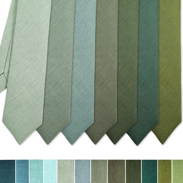 Cravates de Mariage de couleurs Vertes: Cravate Vert Sauge / Cravate Slim Eucalyptus / Cravate Fine Vert Mousse / Cravate Vert Emeraude