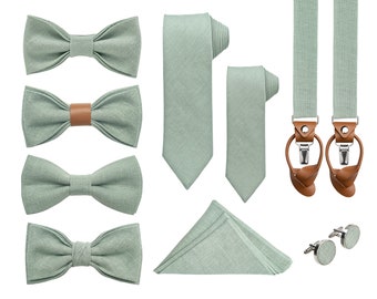 Wedding Accessories: Various Styles Bow ties / Skinny, Slim, Regular Neckties / Suspenders X type, Braces Y type/ Light Sage green and other