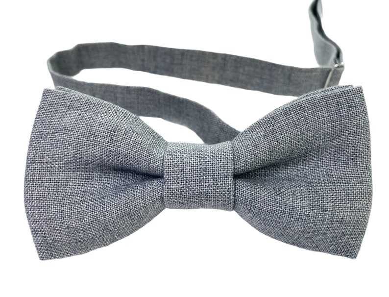 Dark Grey Linen Bow Tie / Dark Gray Linen Bowtie / Dark Grey Linen Pocket Square / Dark Gray Linen Accessories / Dark Grey Linen BowTie image 9