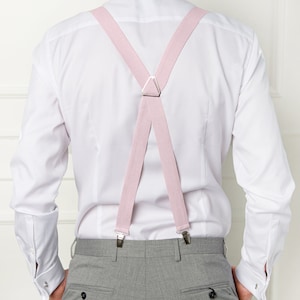 Dusty Pink Linen Bow Tie / Dusty Rose Linen Bowtie / Dusty Rose Pocket Square / Bow Suspenders Pochette / Dusty Rose Cufflinks image 5
