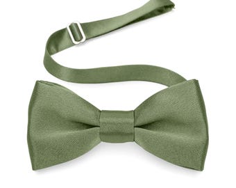 Moss Green Satin Bow tie, Moss Green Wedding Bow tie Set, Moss Green Satin Suspenders, Moss Green Satin Pocket Square, Moss Green Cufflinks