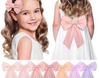 Blush Pink Flower Girl Sash Belt with pre-tied Back Bow, Wedding Linen Sash with Big Bow for Girl various color, Flower Girl Pink Hair Bows
