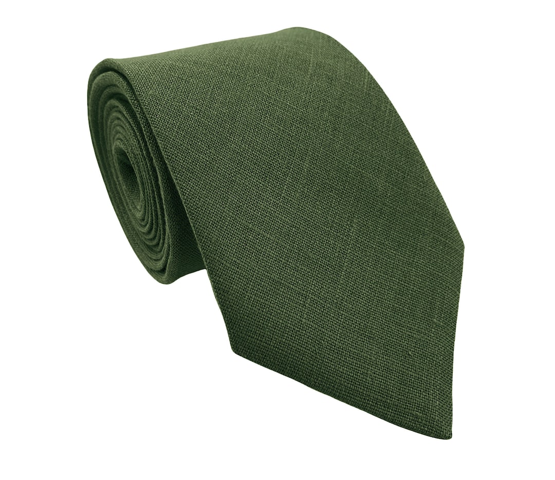 Dark Moss Green Skinny Tie / Linen Skinny Necktie / Dark Moss Green ...