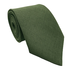 Dark Moss Green Skinny Tie / Linen Skinny Necktie  / Dark Moss Green Wedding Tie / Dark Moss Green Tie / Dark Green Cufflinks
