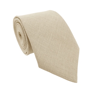 Beige Skinny Tie / Linen Skinny Necktie  / Beige Wedding Tie / Beige Tie / Beige Cufflinks / Beige Men&#39;s Tie
