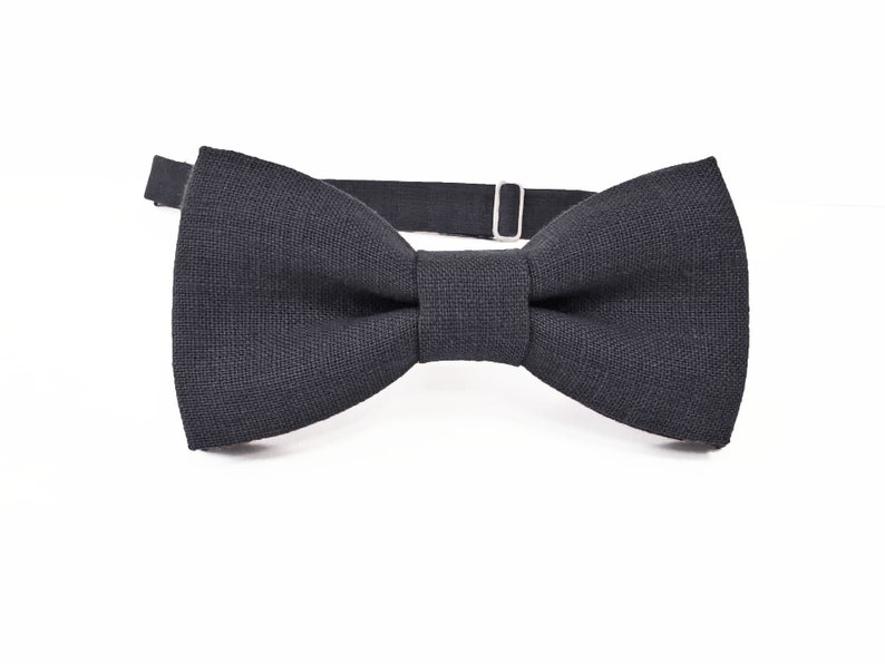 Dark Grey Linen Bow Tie / Dark Gray Linen Bowtie / Dark Grey Linen Pocket Square / Dark Gray Linen Accessories / Dark Grey Linen BowTie image 1
