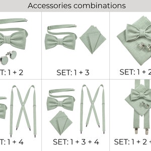 Light Sage Green Bow Tie / Light Green Bow Tie For Groomsmen / Light Green Cufflinks / Light Green Suspenders / Light Green Men's Bow Tie image 8