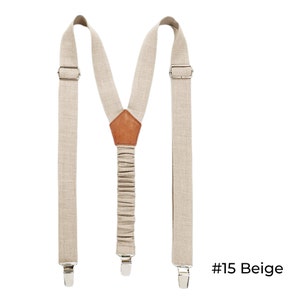 Beige Child Bow Tie / Beige Child Suspenders / Beige Linen Bow tie and Suspenders for Toddler / Beige Bow Tie for Father and Son zdjęcie 4