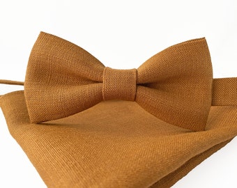 Honey Linen Bow Tie / Honey Linen Bowtie / Honey Linen Pocket Square / Honey Linen Accessories / Honey Linen BowTie / Linen Bowtie For Men