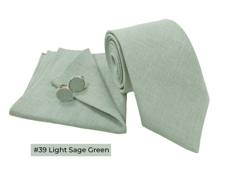 light green Tie set for man, light green tie, cufflinks, light green pocket square.