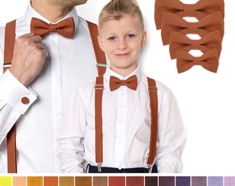 Terracotta Bow tie, Terracotta Suspenders, Terracotta colour Father and Son Bow tie and Braces, Terracotta Child Bow tie, Adult Bow tie