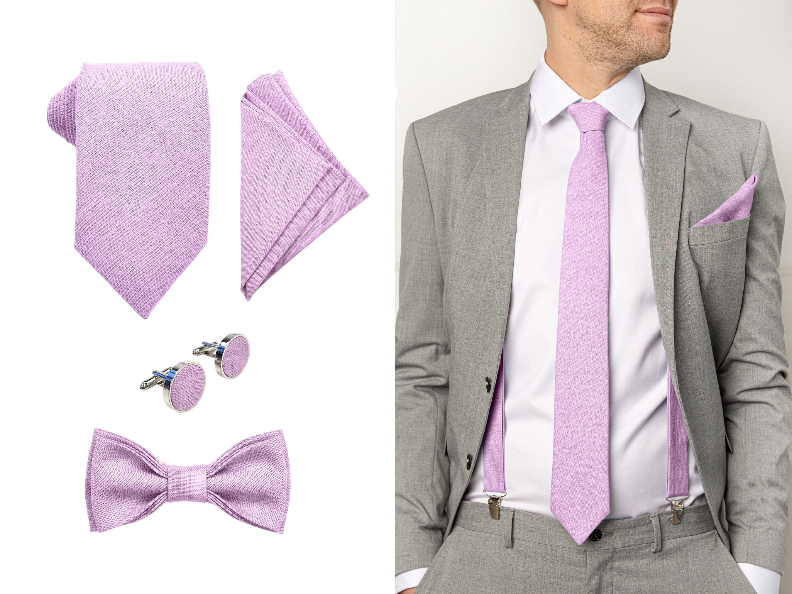 Lilac Regular Tie, Lilac Slim Tie, Lilac Skinny Tie, Lilac Bow Tie 