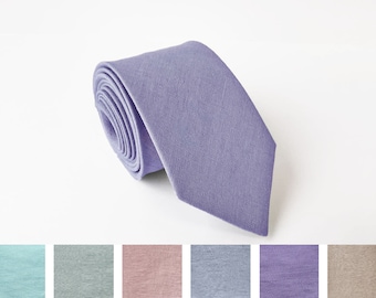 Lavender Regular Tie / Lavender Wedding Tie / Lavender Linen Necktie / Lavender Linen Cufflinks / Lavender  Bow Tie