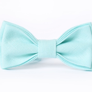 Mint Bow Tie / Mint Linen Bow Tie / Mint Groomsmen Suspenders / Mint Cufflinks / Mint Wedding Style / Mint Colour bow tie