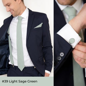 Light sage green wedding tie with suspenders.