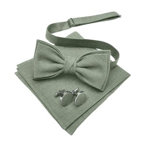 Sage Green Bow Tie / Sage Green Cufflinks / Sage Green Pocket Square / Sage Green Suspenders / Sage Green Linen BowTie/ Sage Green Braces