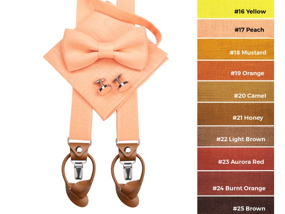 PEACH Men's Accessories: Peach Bow Tie, Suspenders With