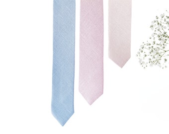 Skinny Ties For Wedding / Groomsmen Tie / Dusty Sky Blue Necktie For Men /  Blush Pink Skinny Tie / Wedding Ideas