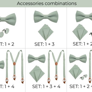 Light green bow tie set for man.
Hellgrunes Fliege Set fur Herren.
Ensemble noeud papillon vert clair pour homme.