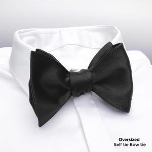 Unique Black Satin Butterfly Style Self Tie Bow tie, Wedding Black Self-tie Bow tie, Men&#39;s Satin Self tie Bow tie Suspenders Cufflinks