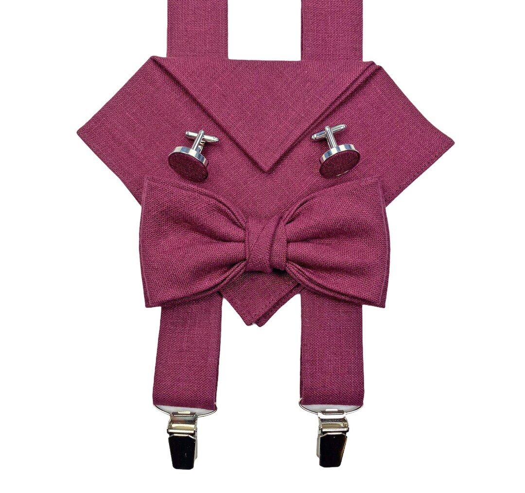 French Plum Bow Tie / Burgundy Bow Tie / Linen Accessories / French