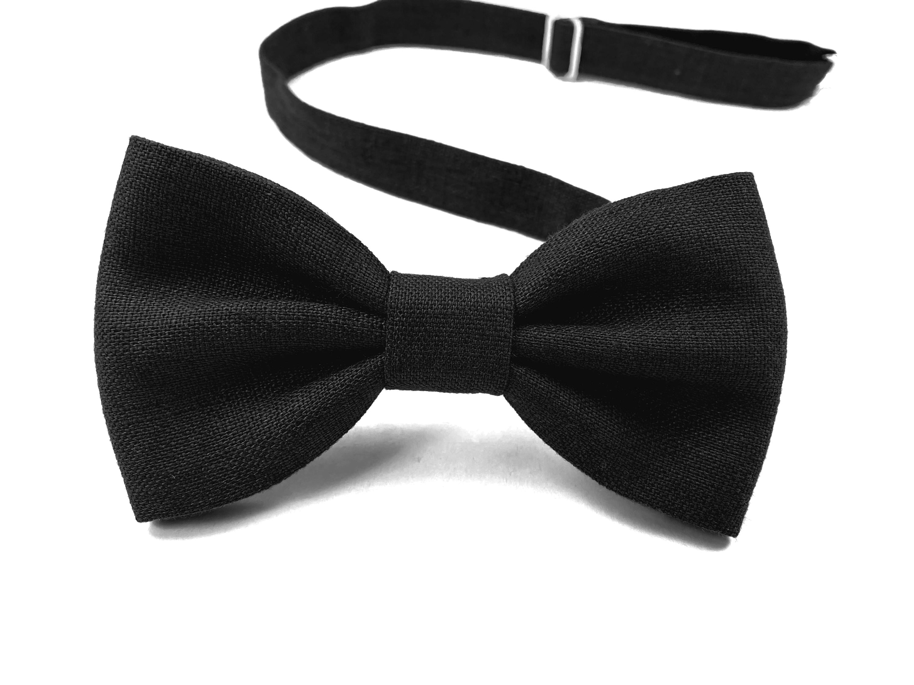 Black Bow Tie / Black Bow Tie for Groomsmen / Black Linen