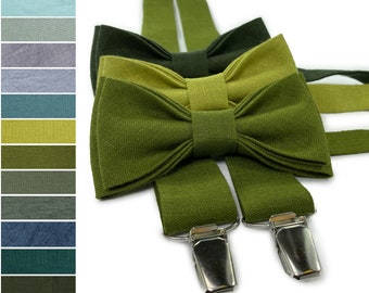 Custom Colors Men's Accessories: Bow Tie / Green Bow Tie / Green Suspenders / Bow Tie and Suspenders / Cufflinks and Bow Tie / Pocket square