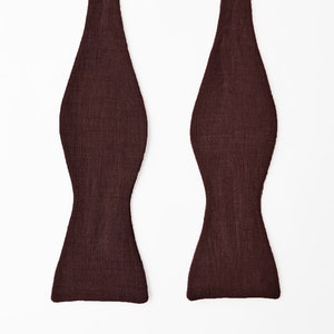 Brown Self Tie Bow Tie / Brown Linen Self-Tie Bowtie / Brown Linen Suspenders / Wedding Self Tie Bow Tie / Brown Cufflinks
