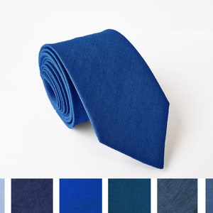 Royal Blue Regular Tie / Royal Blue Linen Necktie / Royal Blue Linen Cufflinks / Royal Blue Tie / Royal Blue Suspenders