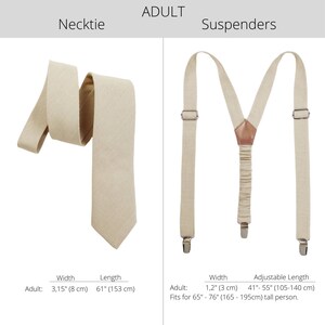 Beige Child Pre-tied Tie, Beige Child Suspenders, Beige Toddler Pre-tied Necktie and Suspenders, Beige Teens Tie and Braces, Beige Adult Tie image 7