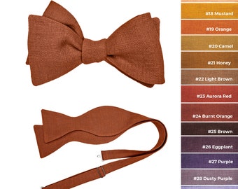 Burnt Orange Self Tie Bow Tie / Burnt Orange Self-Tie Bowtie / Burnt Orange Suspenders / Groomsmen Self Tie Bow Tie / Burnt Orange Cufflinks