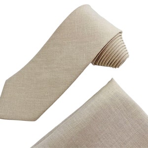 Beige Regular Tie / Beige Linen Tie / Wedding Tie / Linen Necktie / Beige BowTie / Beige Linen Suspenders/ Beige Nectie/ Men Linen Tie