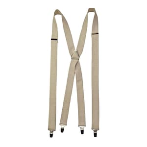 Beige Linen Bow Tie / Sandy Bow Tie / Beige Linen Cufflinks / Beige Suspenders / Beige Pocket Square image 7