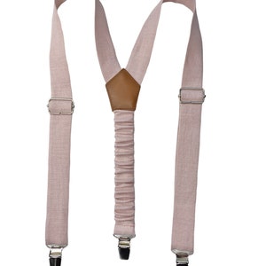 dusty pink bow tie and suspenders