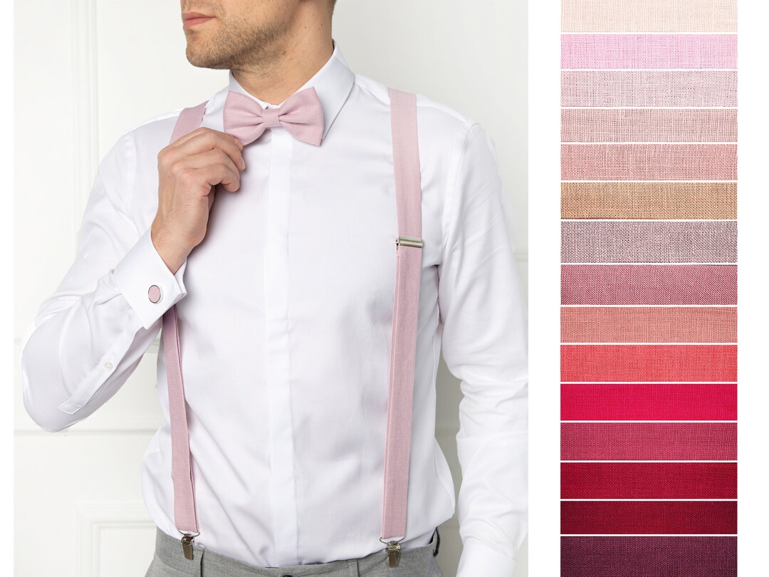 Dusty Pink Bow Tie / Dusty Rose Bow Tie for Men / Dusty Rose Cufflinks / Men's Suspenders ...