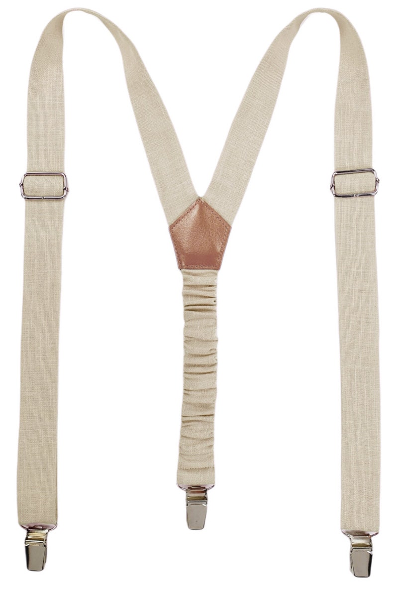 Beige Child Pre-tied Tie, Beige Child Suspenders, Beige Toddler Pre-tied Necktie and Suspenders, Beige Teens Tie and Braces, Beige Adult Tie image 4