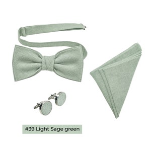 Light Sage Green Bow Tie / Light Green Bow Tie For Groomsmen / Light Green Cufflinks / Light Green Suspenders / Light Green Men's Bow Tie zdjęcie 2
